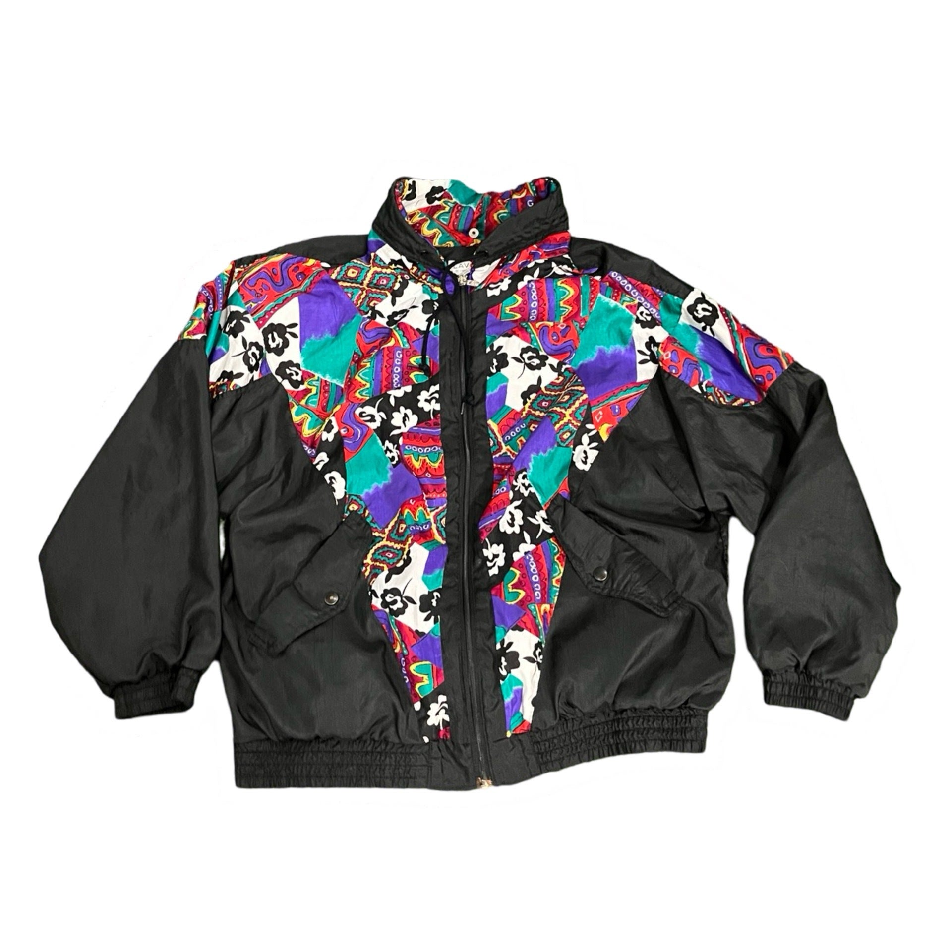 Lavon Black Floral Windbreaker Hot Trash Thrift SLOW DOWN